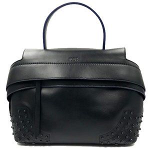 Tod's Wave Mini Gommini Black Leather Satchel Ladies Handbag XBWAMRWG201